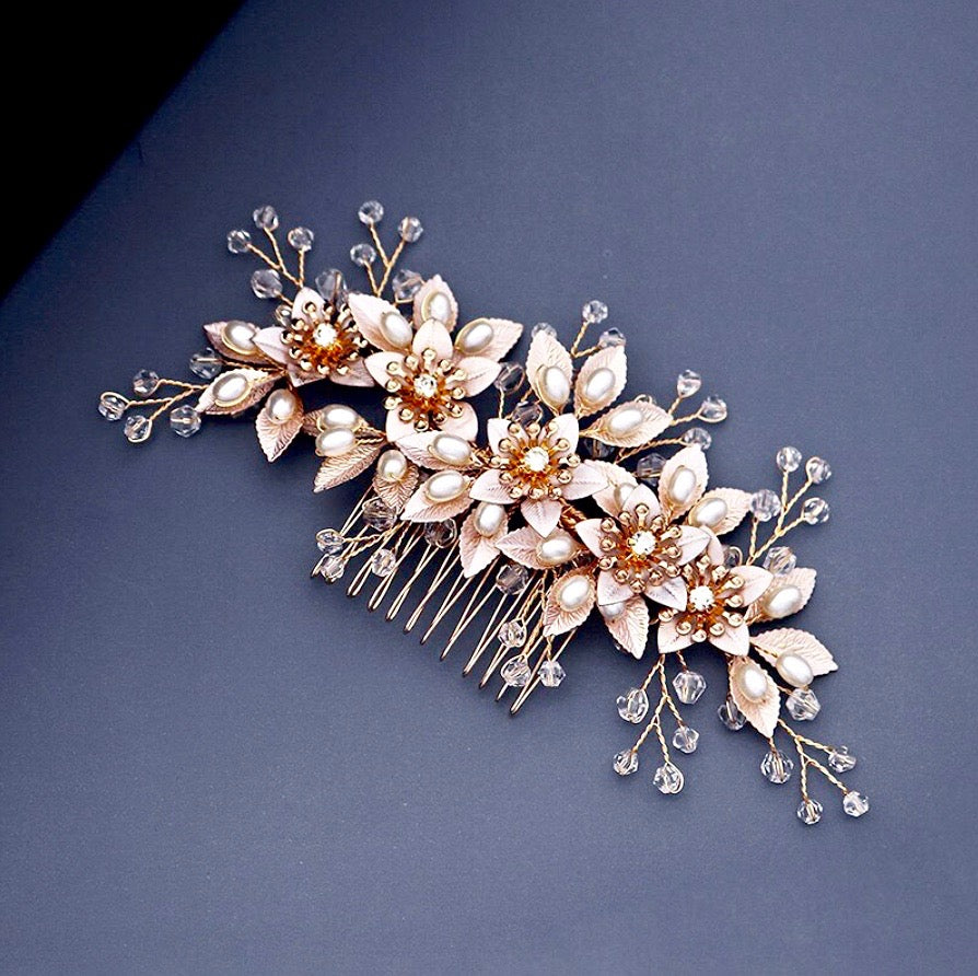 Wedding Hair Accessories - Pearl and Crystal Bridal Hair Comb - Available in Gold and Silver