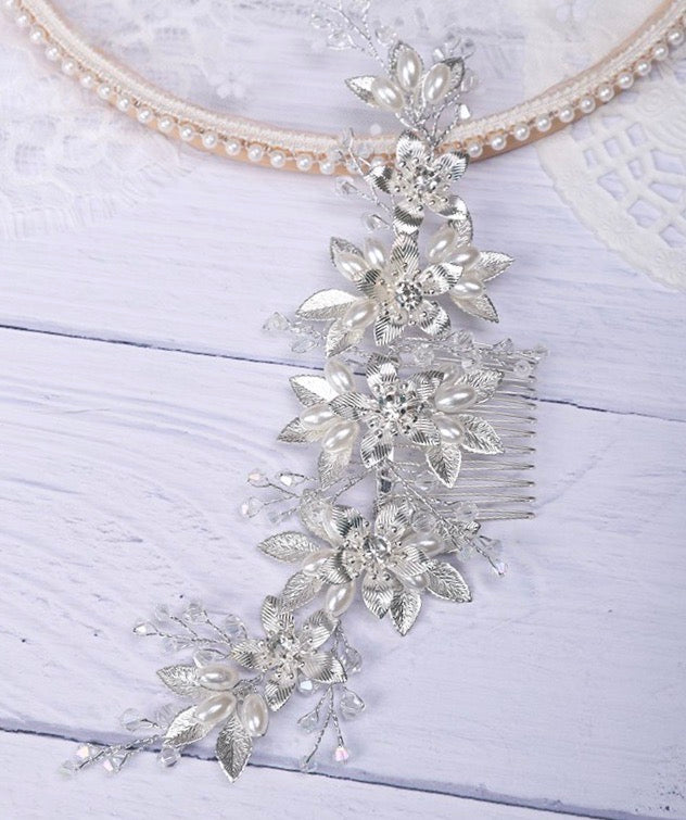 Wedding Hair Accessories - Pearl and Crystal Bridal Hair Comb - Available in Gold and Silver