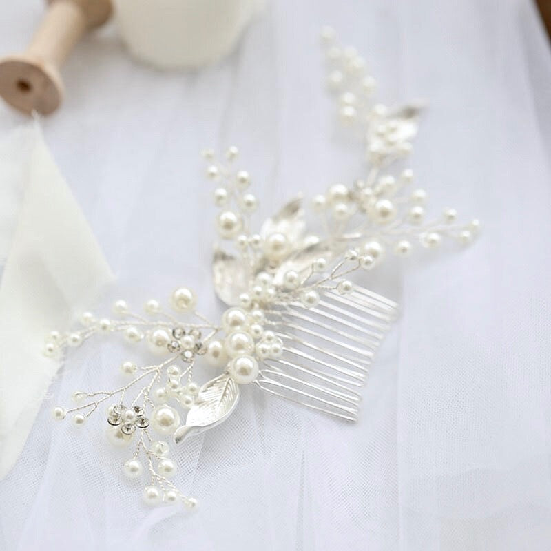 "Chandra" - Pearl Bridal Hair Comb - Available in Gold and Silver