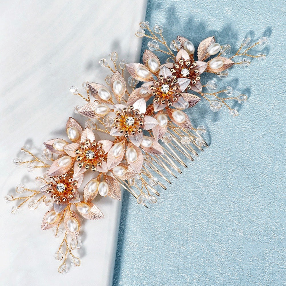 Wedding Hair Accessories - Pearl and Crystal Bridal Hair Comb - Available in Gold and Silver