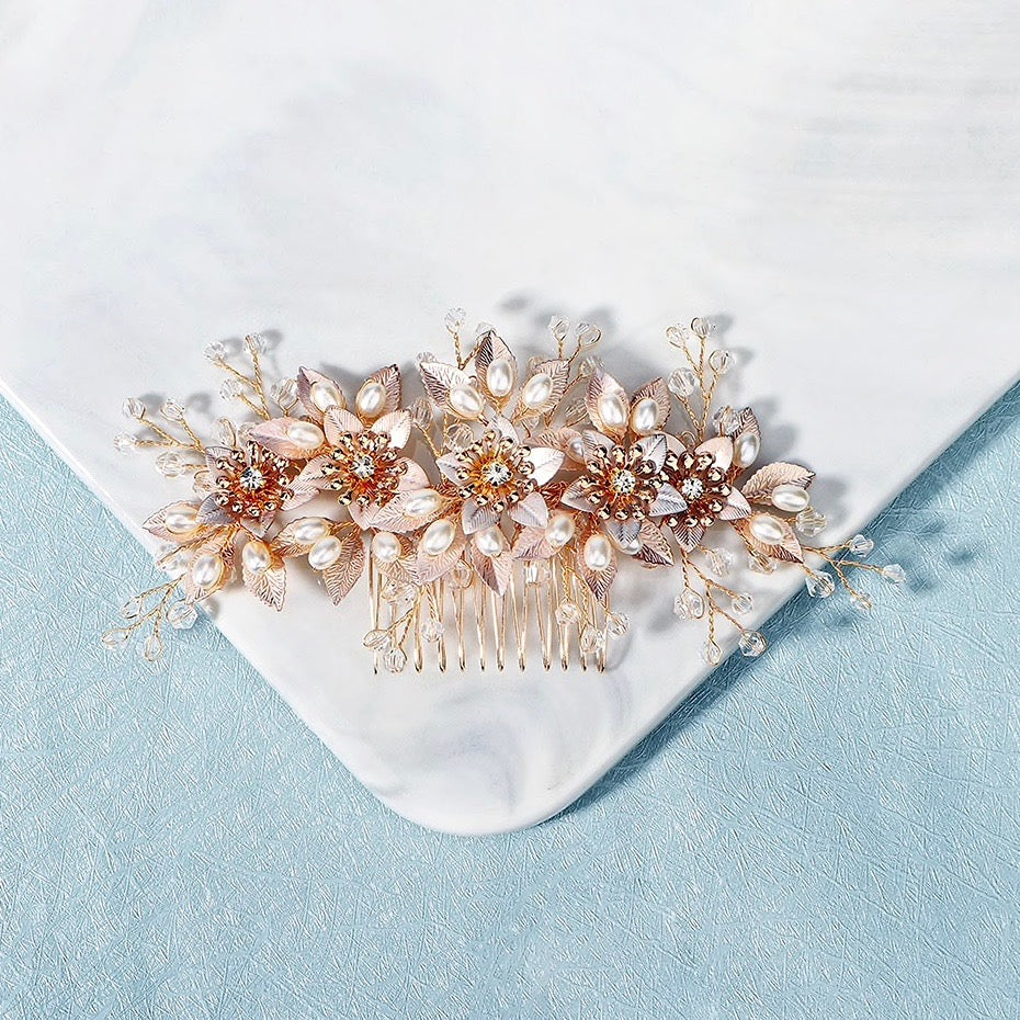 Wedding Hair Accessories - Pearl and Crystal Bridal Hair Comb - Available in Gold and Silver