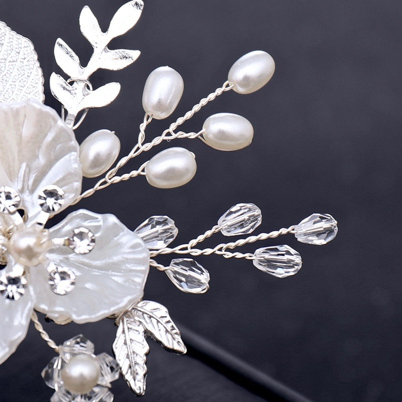 Wedding Hair Accessories - Pearl and Crystal Bridal Hair Comb - Available in Yellow Gold and Silver