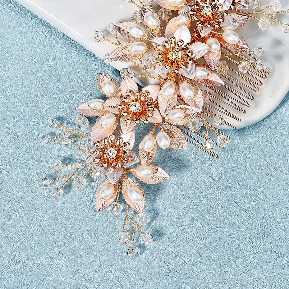 Wedding Hair Accessories - Pearl and Crystal Bridal Hair Comb - Available in Gold and Silver