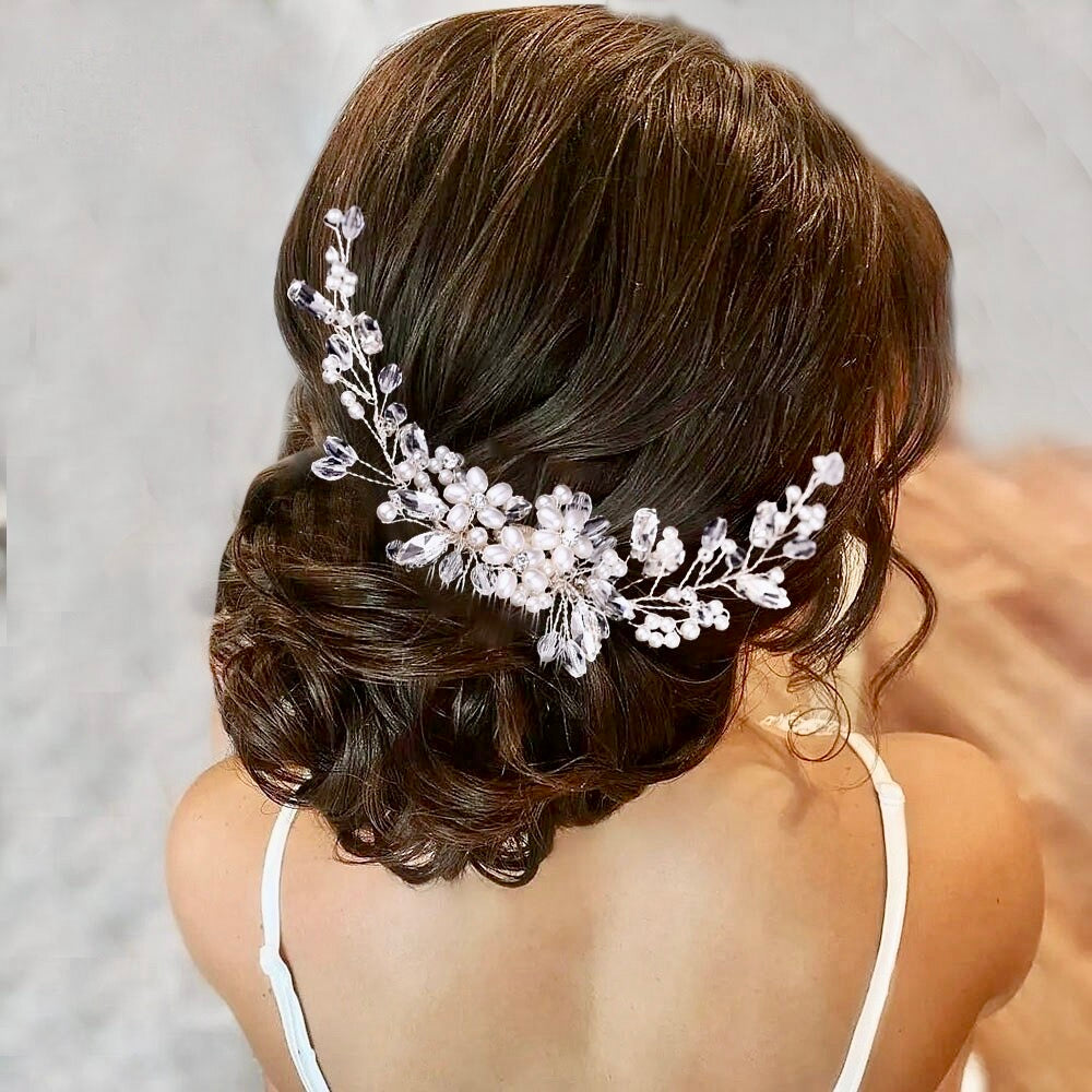 Wedding Hair Accessories - Pearl and Crystal Bridal Hair Comb - Available in Silver, Rose Gold and Yellow Gold