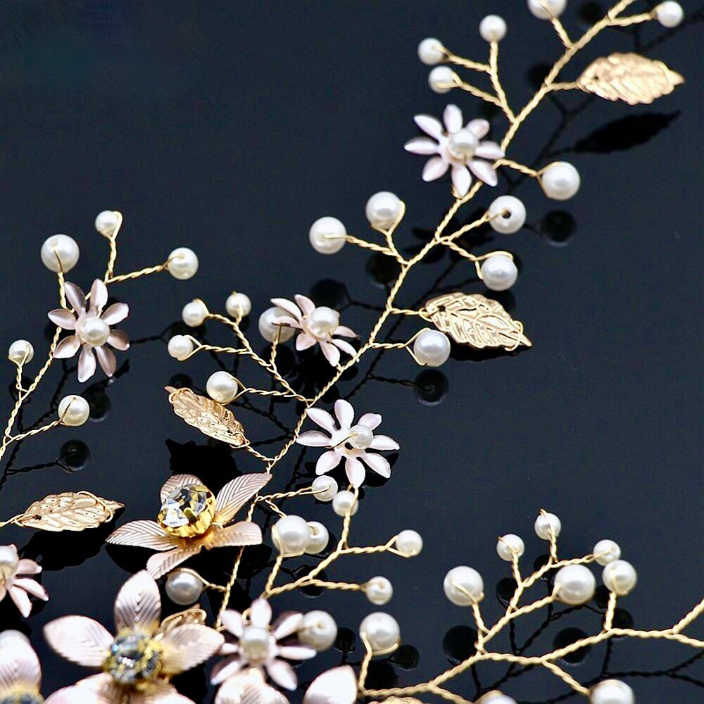 Wedding Hair Accessories - Pearl and Crystal Bridal Hair Vine - Available in Silver, Rose Gold and Yellow Gold