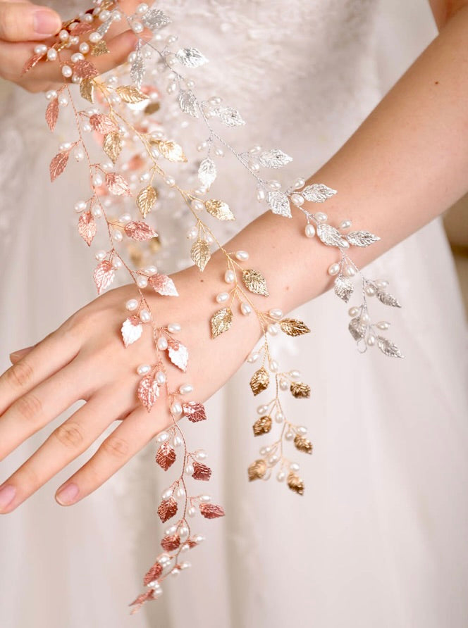 Wedding Hair Accessories - Pearl Bridal Hair Vine - Available in Silver, Vintage Rose Gold and Yellow Gold