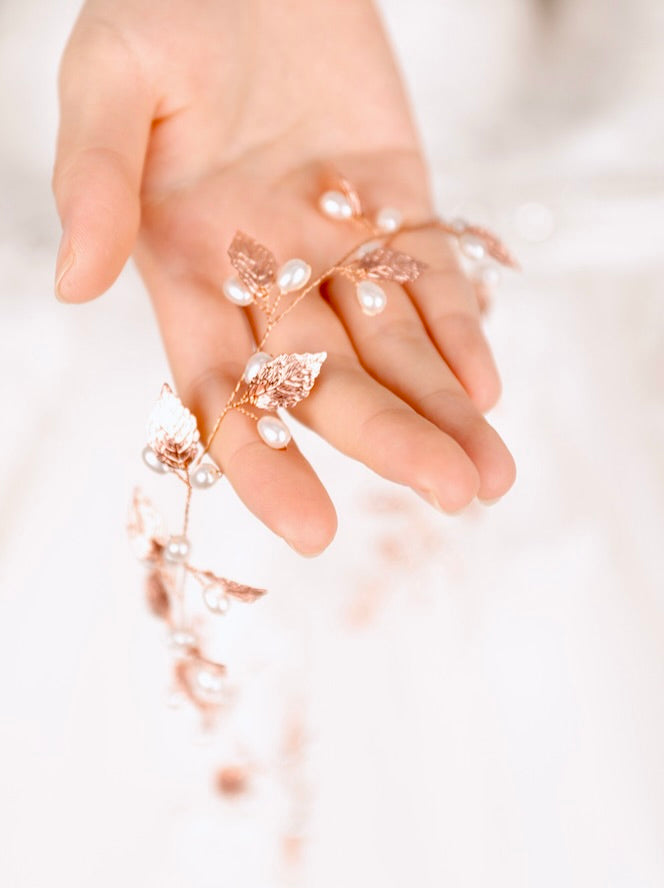 Wedding Hair Accessories - Pearl Bridal Hair Vine - Available in Silver, Vintage Rose Gold and Yellow Gold