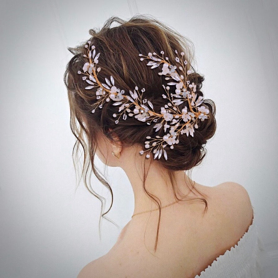 Wedding Hair Accessories - Pearl and Crystal Bridal Hair Clip/Vine - Available in Silver and Gold