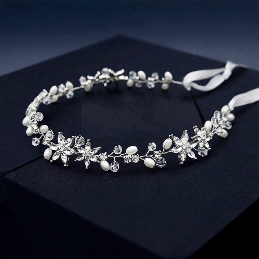 Wedding Hair Accessories - Crystal and Pearl Bridal Headband - Available in Gold and Silver