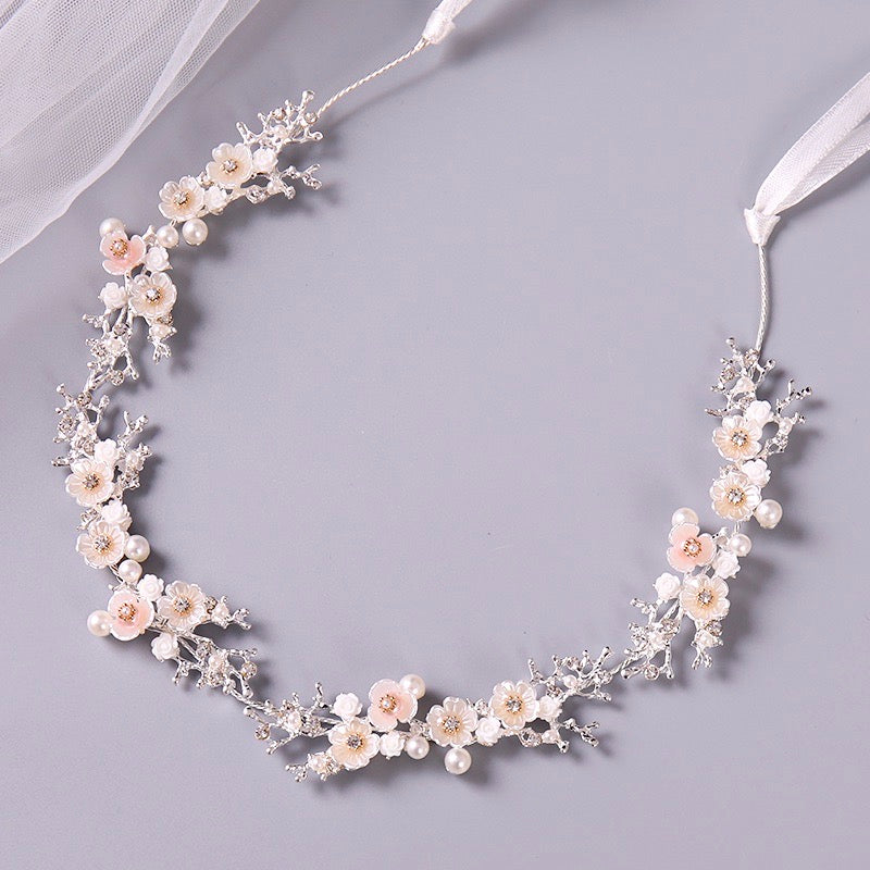 Wedding Hair Accessories - Pearl and Crystal Bridal Headband - Available in Yellow Gold, Rose Gold and Silver