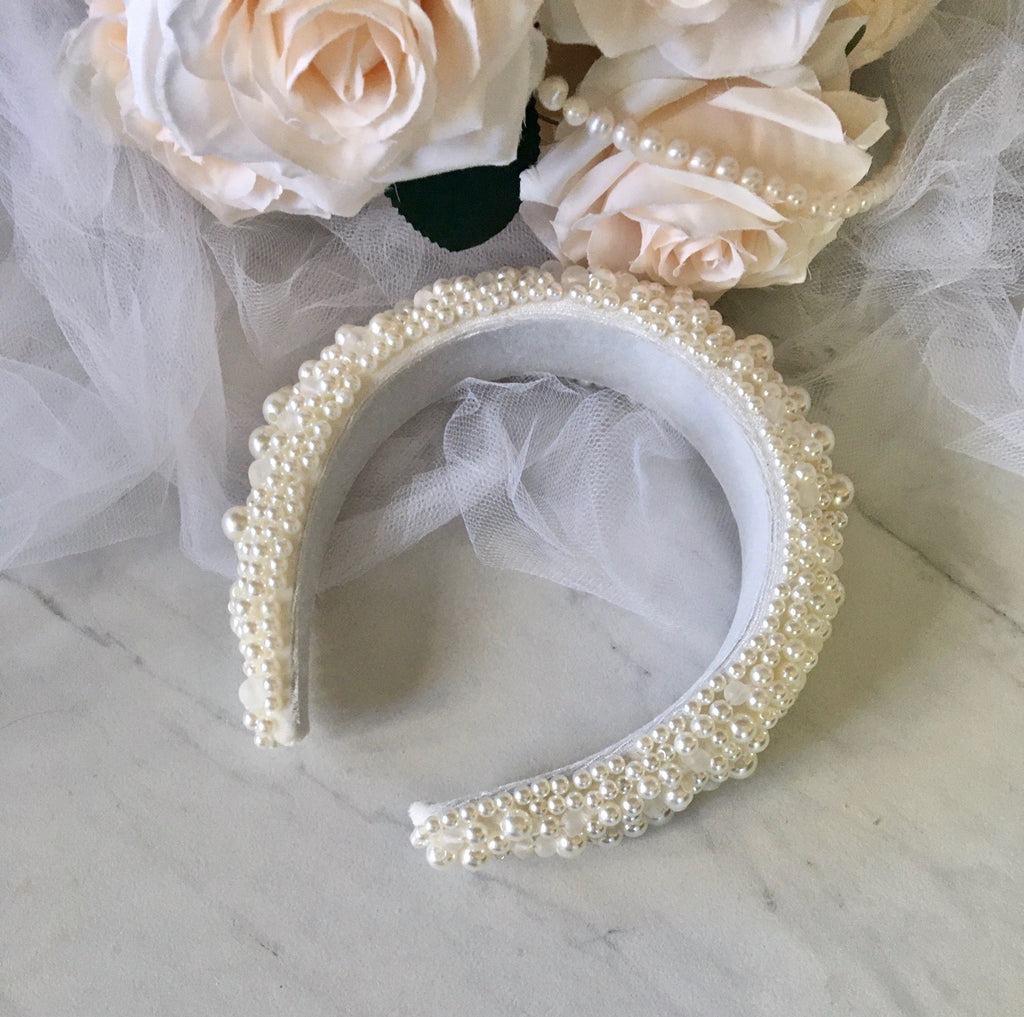 Wedding Hair Accessories - Velvet Pearl Bridal Headband