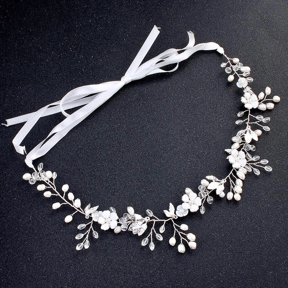 Wedding Hair Accessories - Freshwater Pearl and Crystal Bridal Headband - Available in Gold and Silver