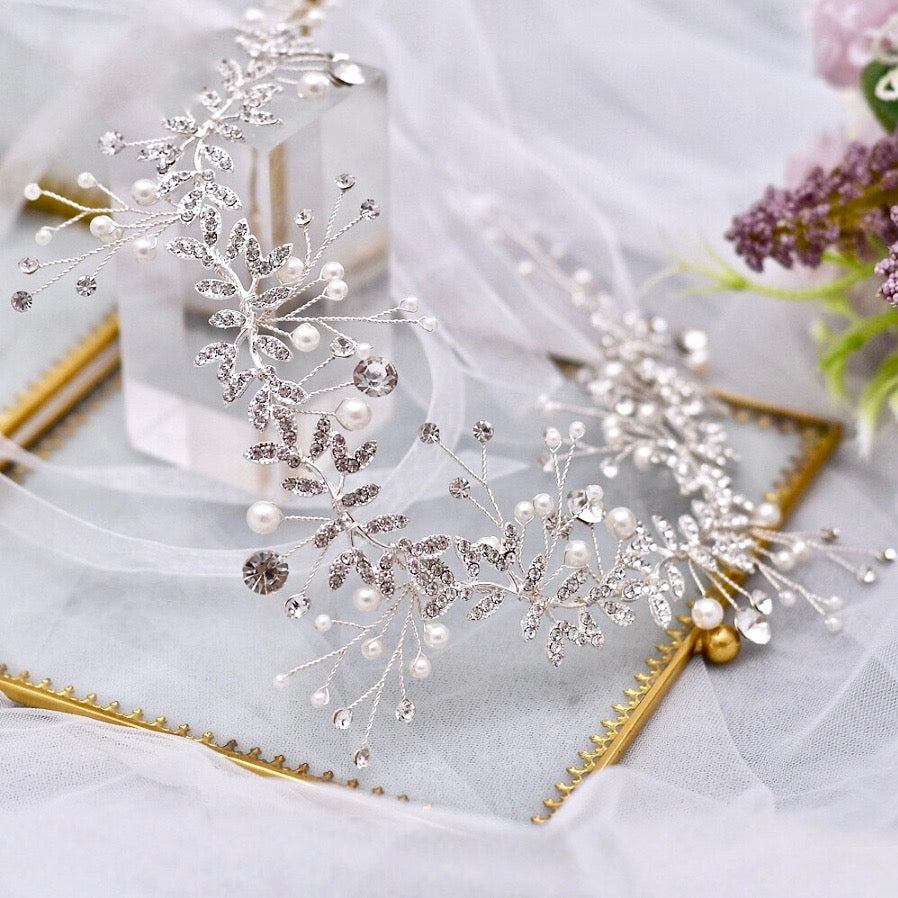 Wedding Hair Accessories - Pearl and Crystal Bridal Headband - Available in Rose Gold, Silver and Yellow Gold