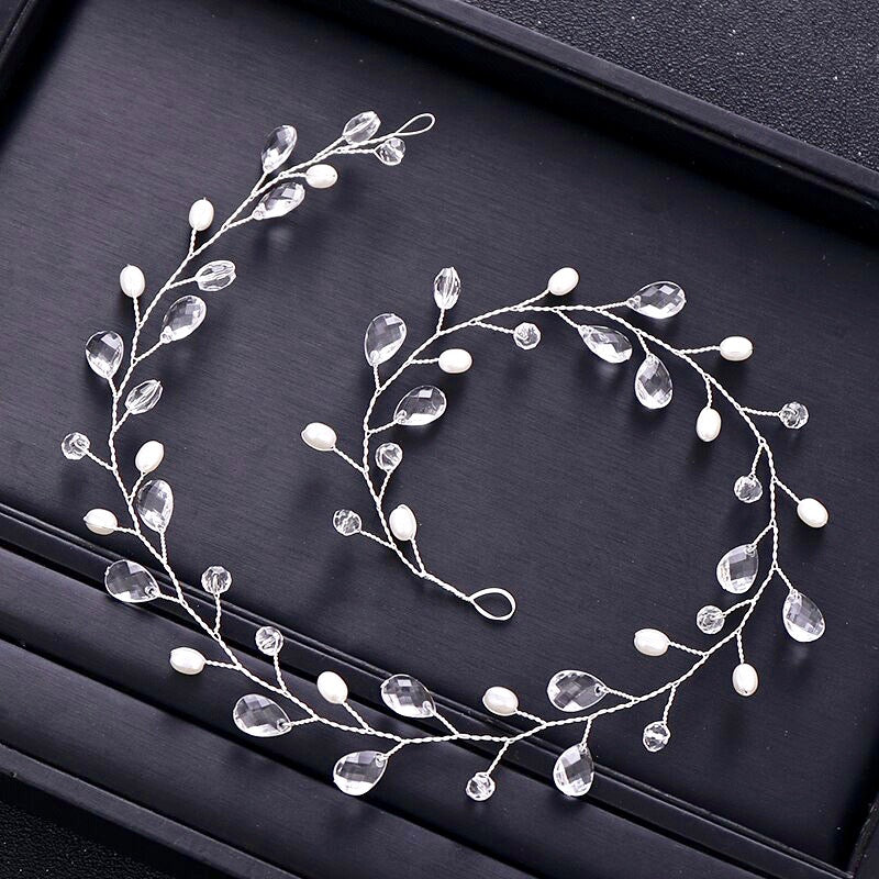 Wedding Hair Accessories - Pearl and Crystal Bridal Headband - Available in Gold and Silver