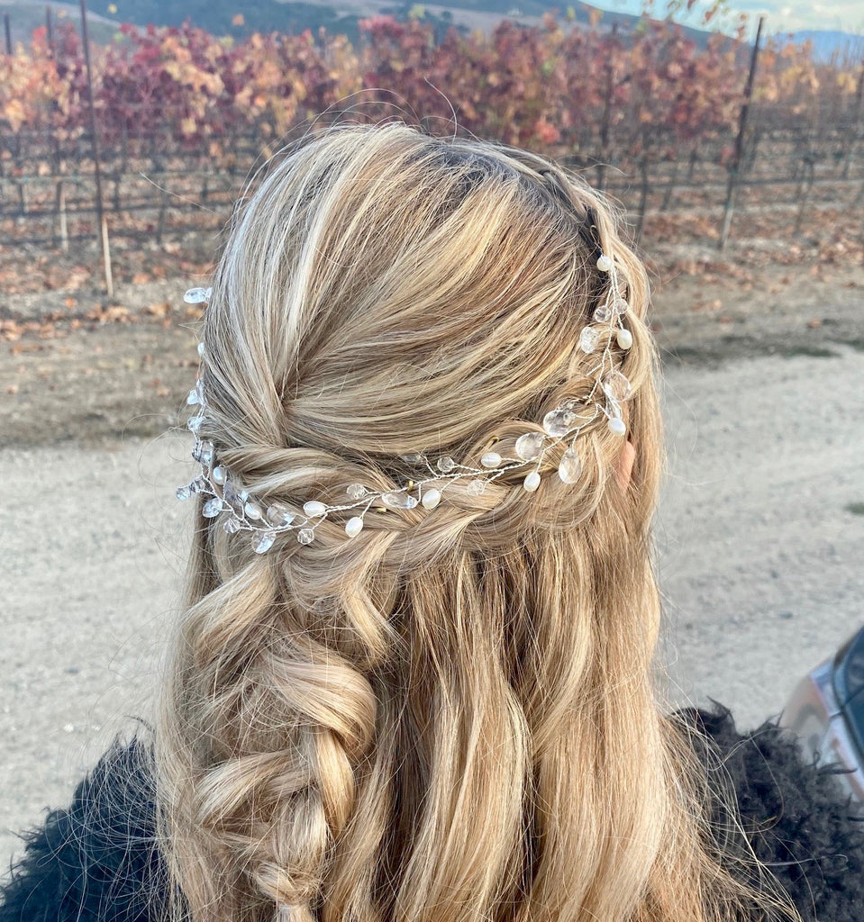 Wedding Hair Accessories - Pearl and Crystal Bridal Headband - Available in Gold and Silver