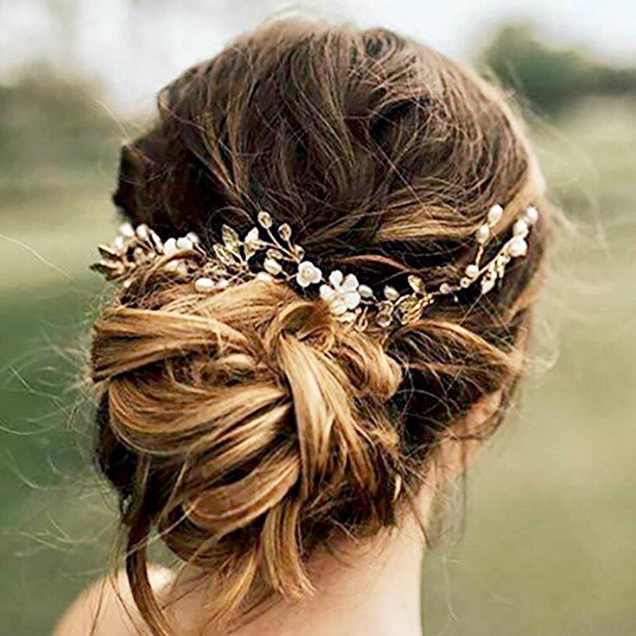 Wedding Hair Accessories - Freshwater Pearl and Crystal Bridal Headband - Available in Gold and Silver