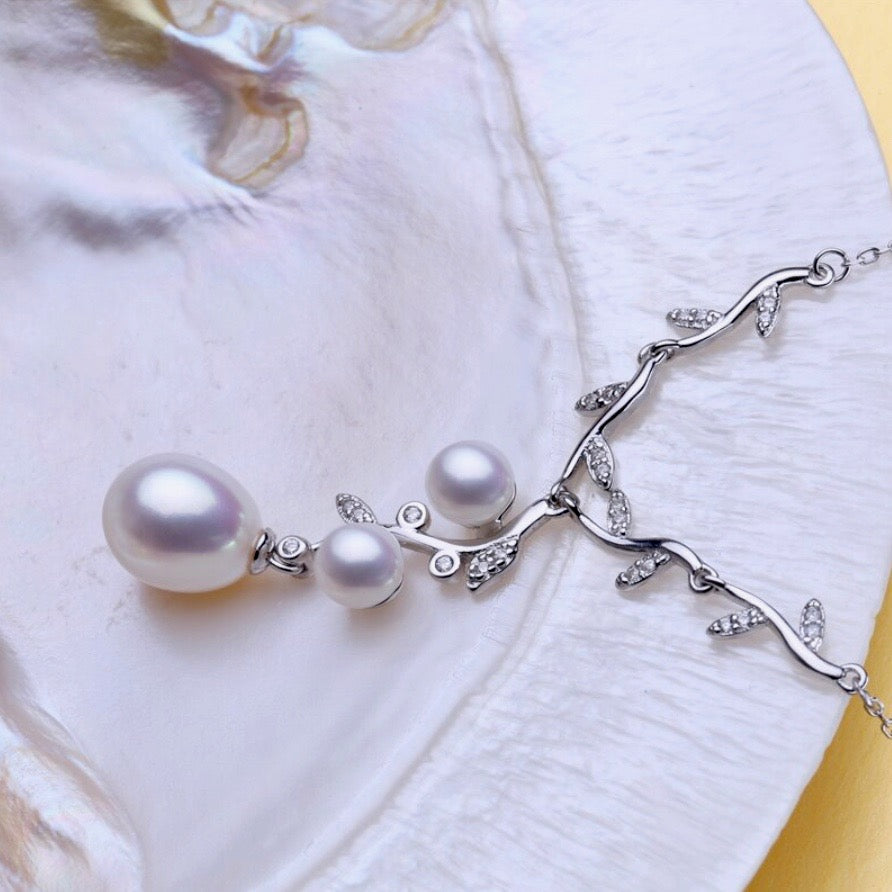 Wedding Pearl Jewelry - Sterling Silver and Natural Pearl Bridal Jewelry Set