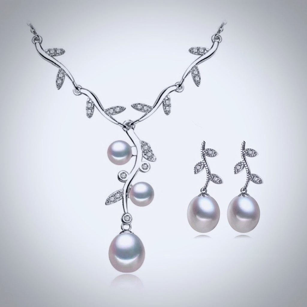 Wedding Pearl Jewelry - Sterling Silver and Natural Pearl Bridal Jewelry Set