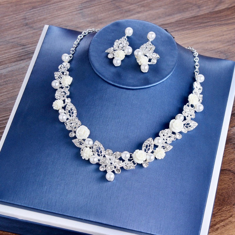 Wedding Jewelry and Accessories - Pearl and Crystal Bridal Jewelry Set With Tiara