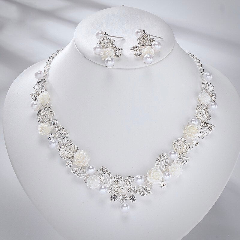 Wedding Jewelry and Accessories - Pearl and Crystal Bridal Jewelry Set With Tiara