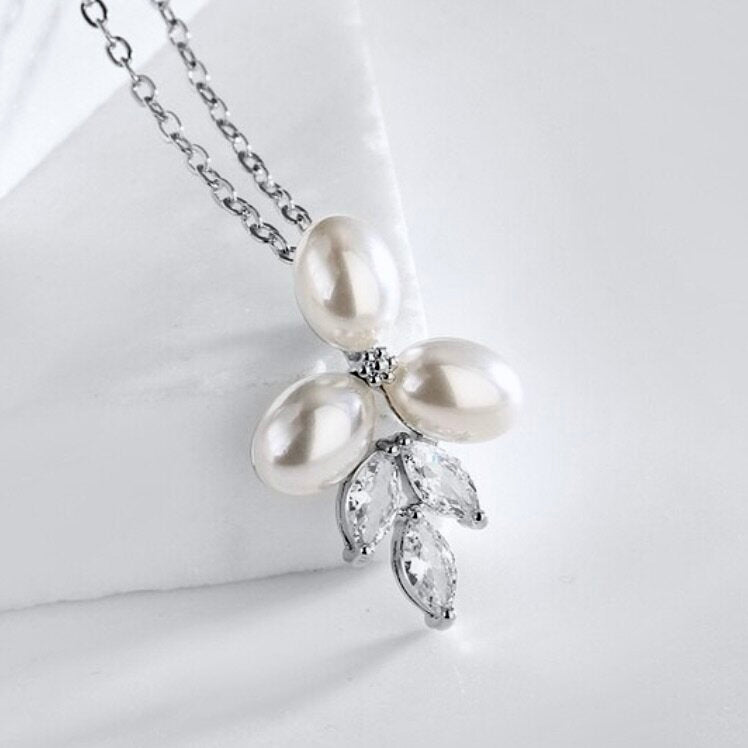 Wedding Jewelry - Pearl Bridal Necklace - Available in Silver, Rose Gold and Yellow Gold
