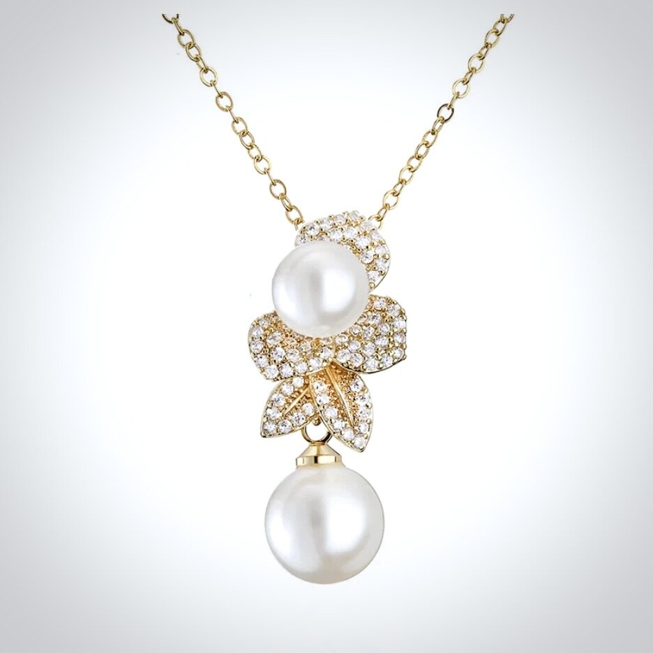 Wedding Jewelry Delicate Pearl Bridal Necklace Gold Silver