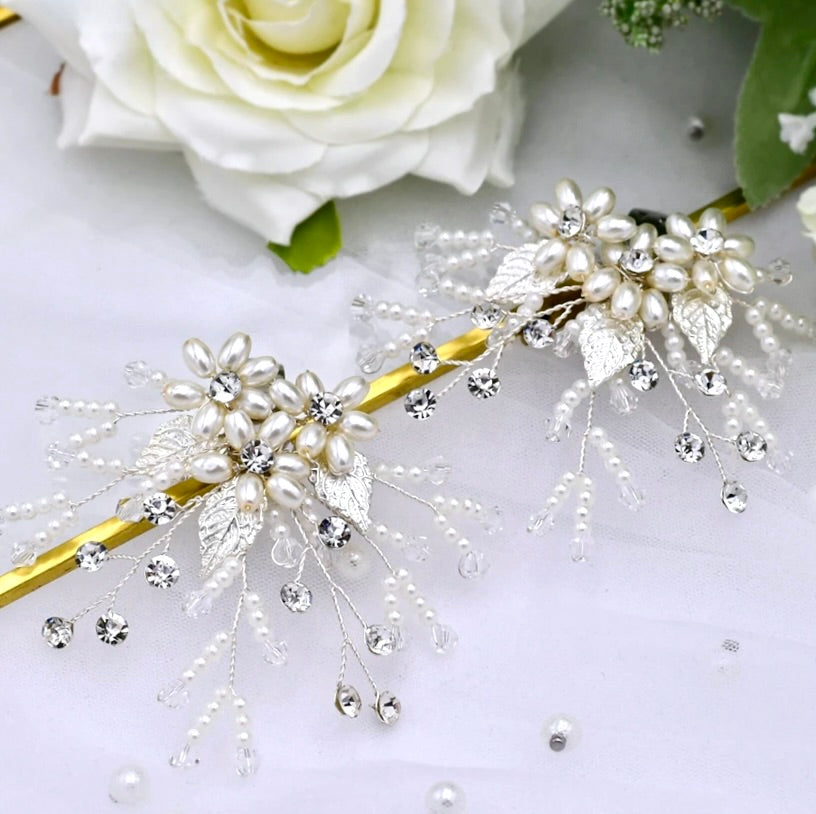 Wedding Accessories - Pearl Silver Bridal Shoe Clips