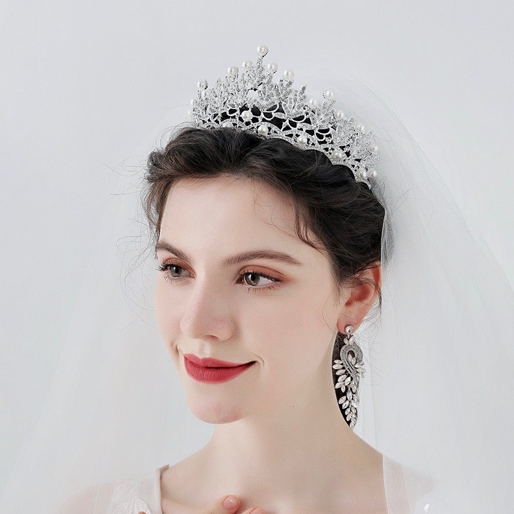 Wedding Jewelry and Accessories - Pearl and Crystal Bridal Jewelry Set With Tiara