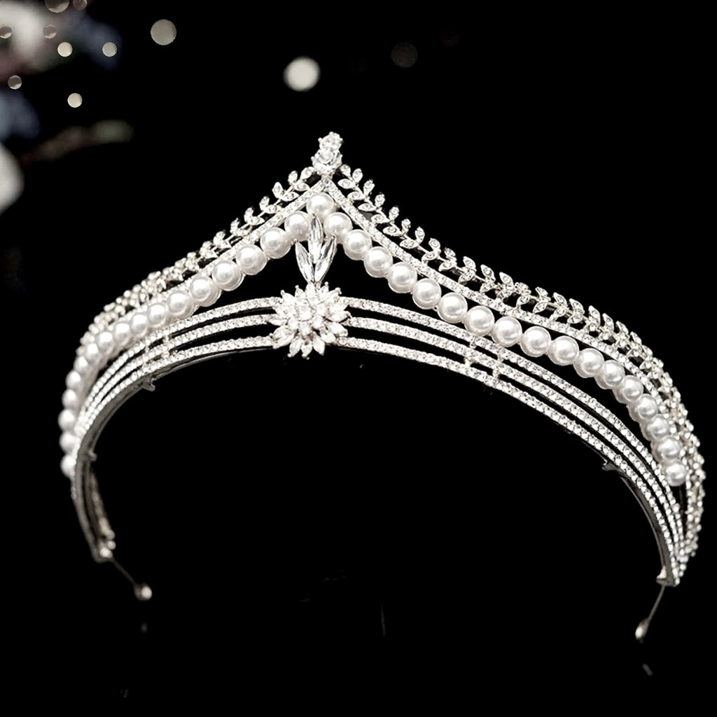 Wedding Hair Accessories -  Pearl and Crystal Bridal Tiara - Available in Gold and Silver