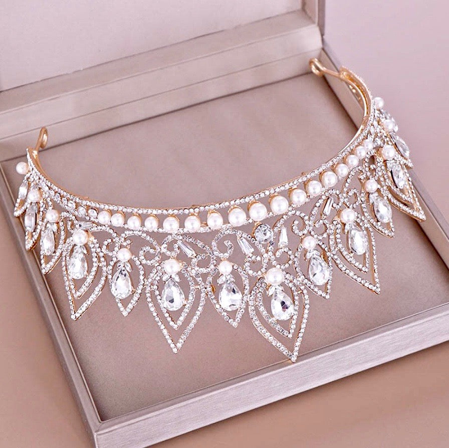 "Annaleigh" - Pearl Bridal Tiara - Available in Silver and Gold