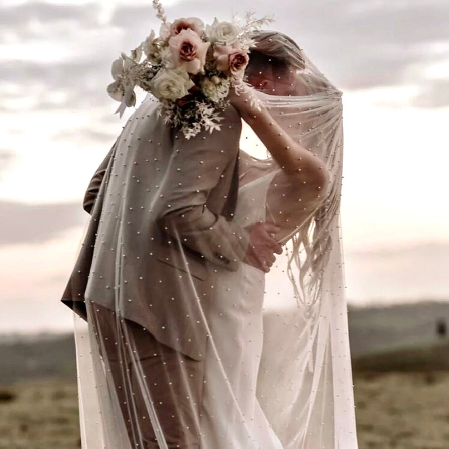 Wedding Veils - Pearl Bridal Veil - Cathedral Length