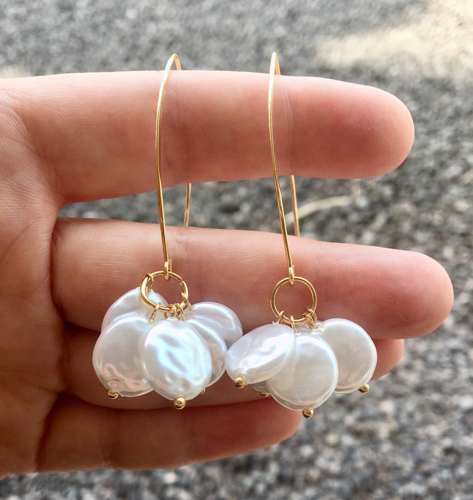 Wedding Jewelry - Bohemian Gold Pearl Bridal Earrings