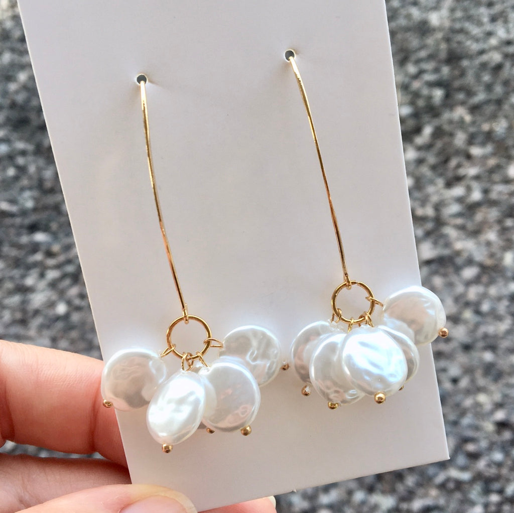 Wedding Jewelry - Bohemian Gold Pearl Bridal Earrings