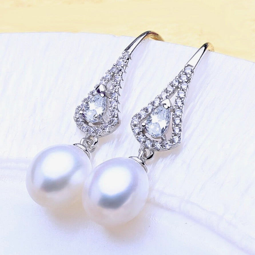 Wedding Pearl Jewelry - Freshwater Pearl Sterling Silver Bridal Earrings