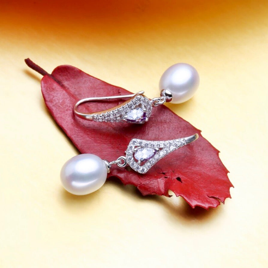 Wedding Pearl Jewelry - Freshwater Pearl Sterling Silver Bridal Earrings