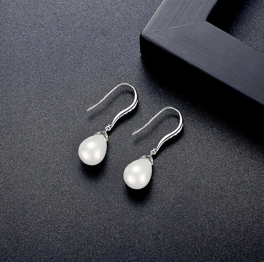Wedding Jewelry - Pearl and Cubic Zirconia Bridal Earrings