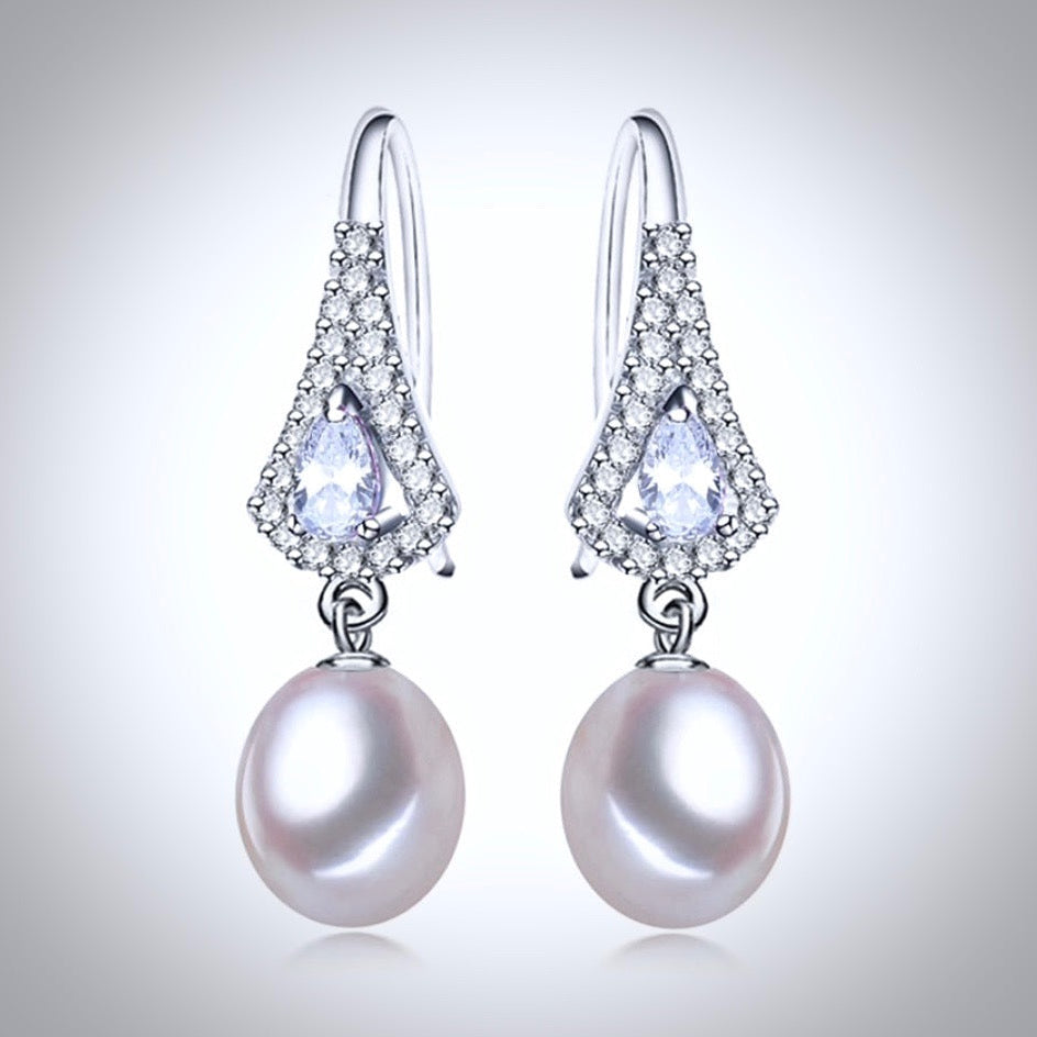 Wedding Pearl Jewelry - Freshwater Pearl Sterling Silver Bridal Earrings