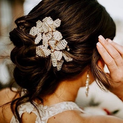 Wedding Hair Accessories - Gold Pearl Bridal Hair Comb