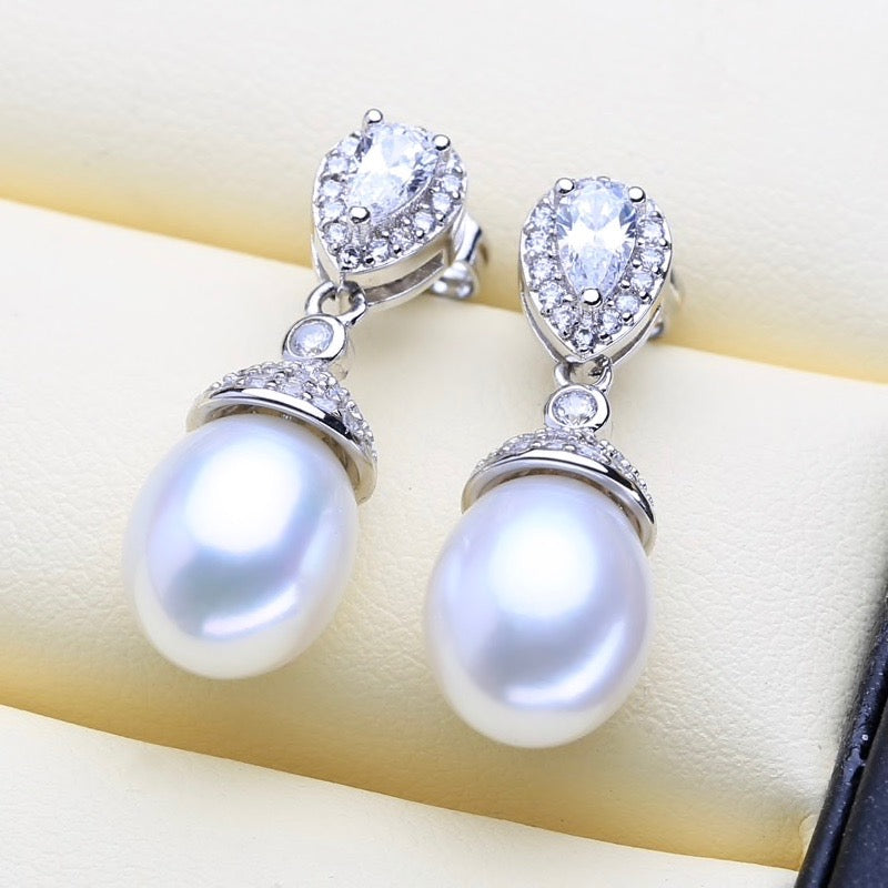 Wedding Pearl Jewelry - Sterling Silver and Natural Pearl Bridal Jewelry Set
