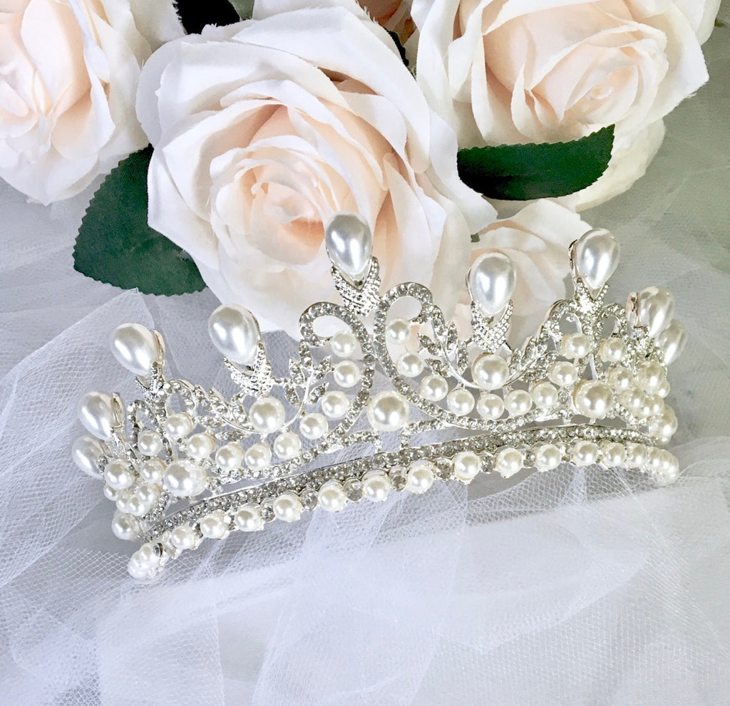 Wedding Hair Accessories - Pearl Bridal Tiara - Available in Silver and Gold