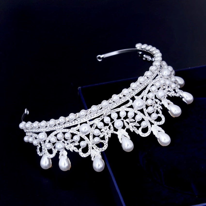 Wedding Hair Accessories - Pearl Bridal Tiara - Available in Silver and Gold