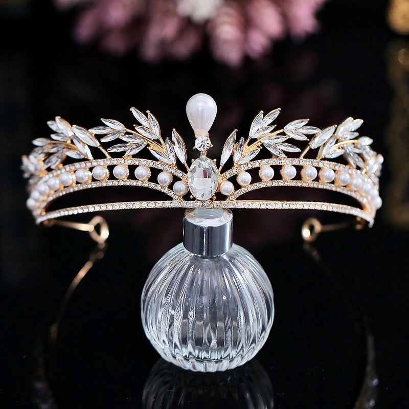 Wedding Hair Accessories -  Pearl and Crystal Bridal Tiara - Available in Gold and Silver