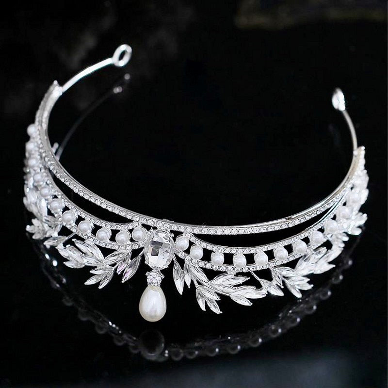 Wedding Hair Accessories -  Pearl and Crystal Bridal Tiara - Available in Gold and Silver