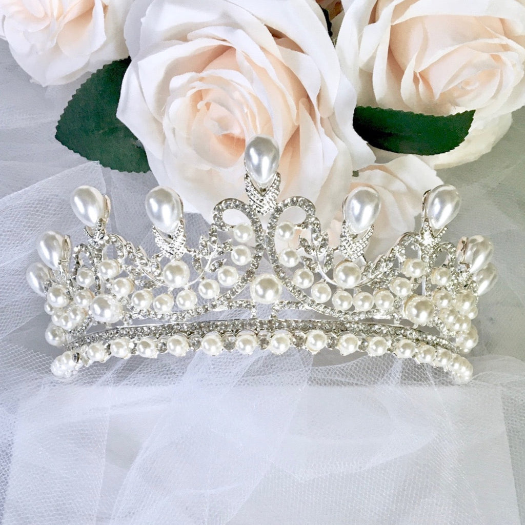 Wedding Hair Accessories - Pearl Bridal Tiara - Available in Silver and Gold