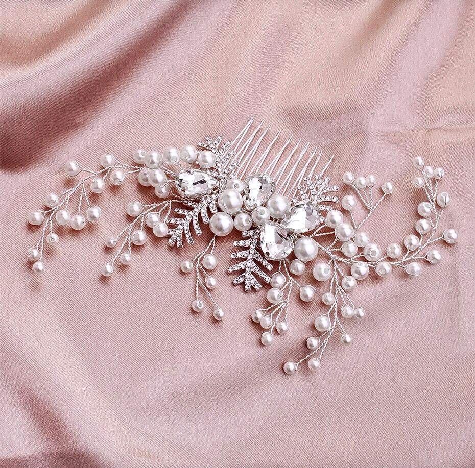 Wedding Hair Accessories - Winter Pearl and Crystal Bridal Hair Comb