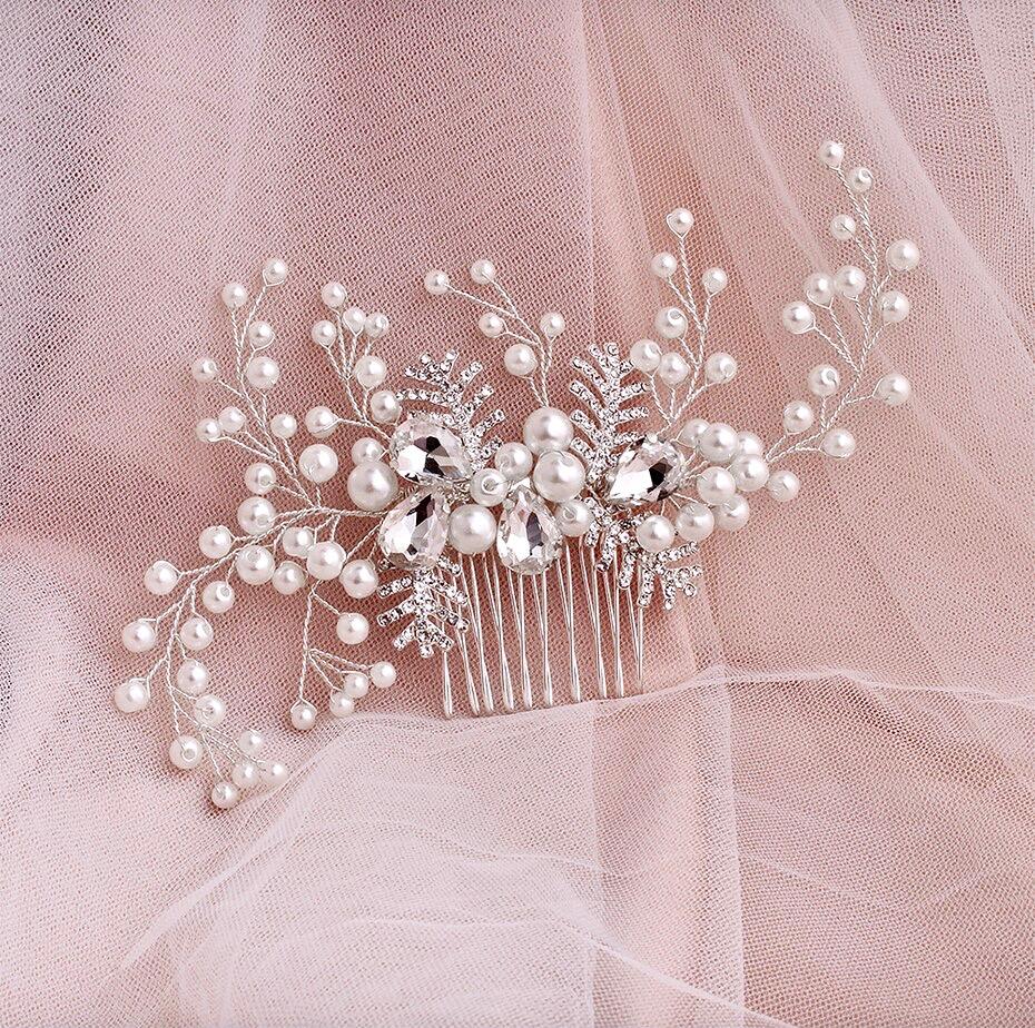 Wedding Hair Accessories - Winter Pearl and Crystal Bridal Hair Comb