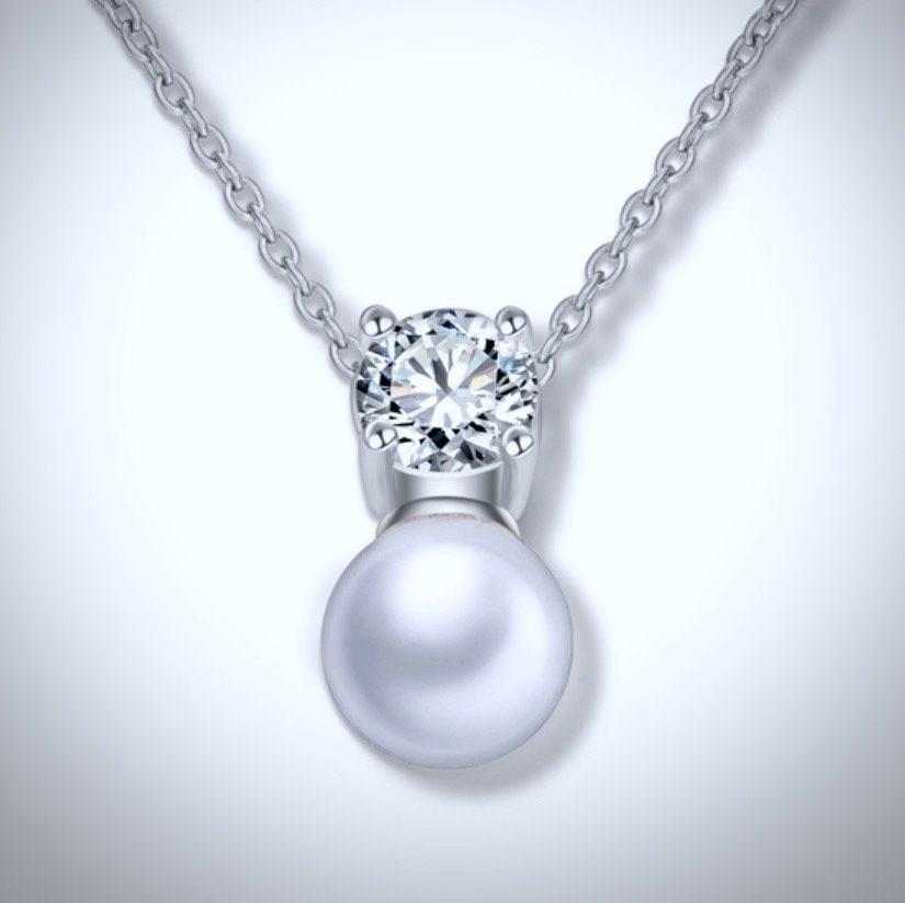Wedding Pearl Jewelry - Pearl and Cubic Zirconia Jewelry Set - Available in Rose Gold and Silver
