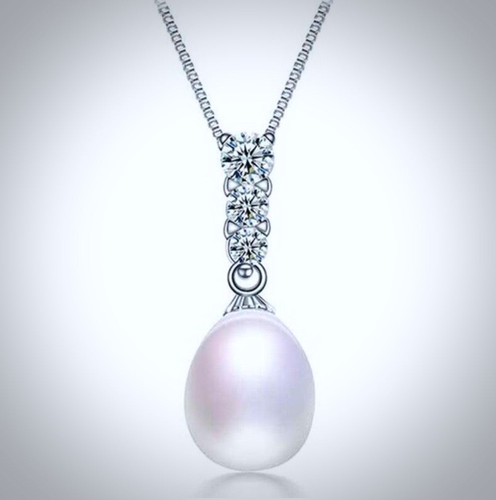 Pearl Wedding Jewelry - Sterling Silver Pearl and Cubic Zirconia Bridal Jewelry Set