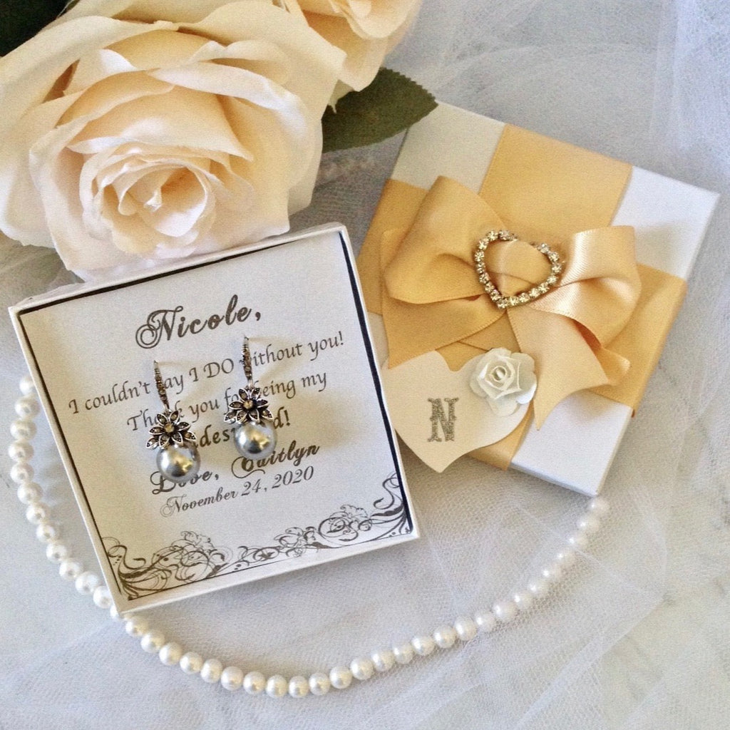 Bridal Party Gifts - Pearl Bridesmaids Earrings - More Colors Available