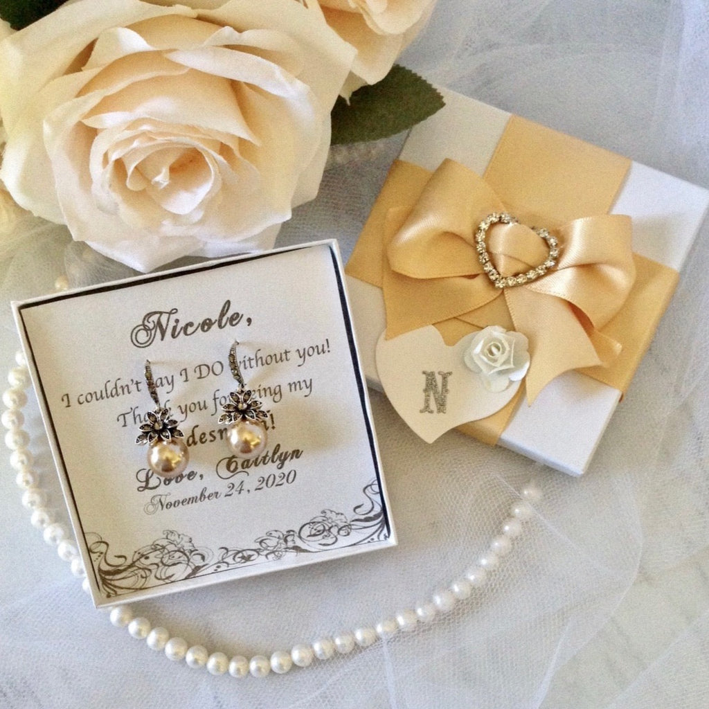 Bridal Party Gifts - Pearl Bridesmaids Earrings - More Colors Available